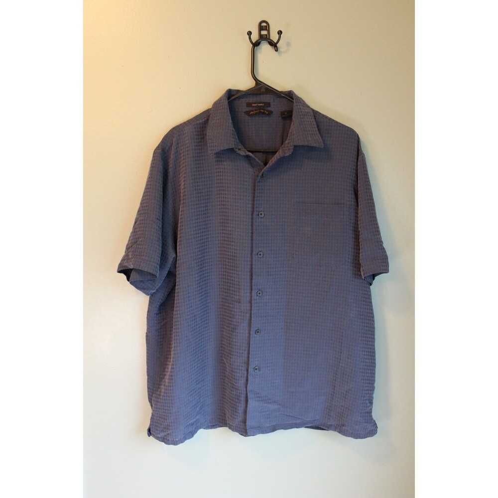Axist Mens Surf Soft Button-Up Short Sleeve Shirt Blue Size XL